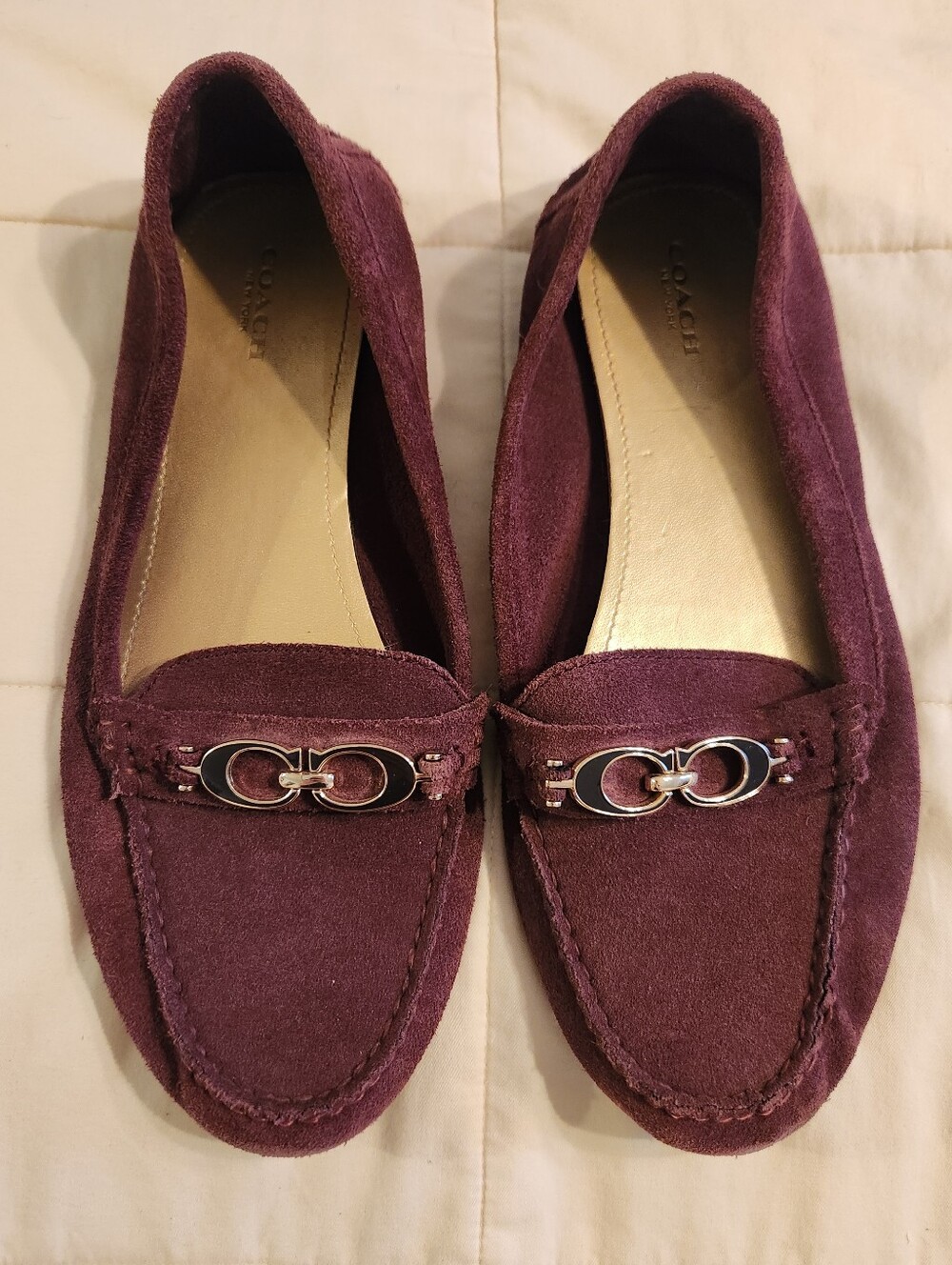 Coach Fortunata Loafers Women’s 9.5 Maroon Suede Leather Driving Shoes Moccasins